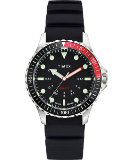Navi Depth 38mm Silicone Strap Watch Stainless-Steel/Black large