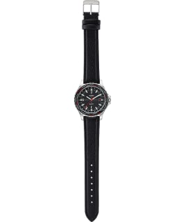 Navi World Time 38mm Leather Strap Watch Stainless-Steel/Black large