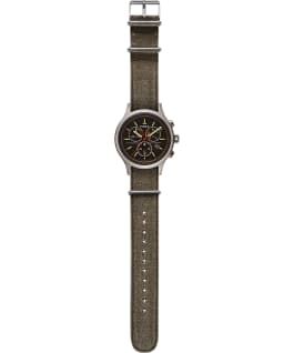 Allied Chronograph 42mm Stonewashed Fabric Strap Watch Silver-Tone/Black/Grey large