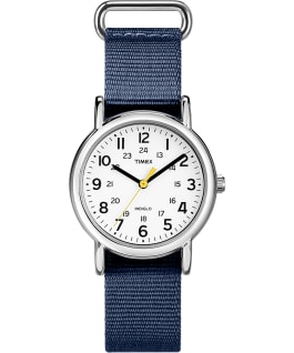 Weekender 31mm Fabric Strap Watch Amz Silver-Tone/Blue/White large