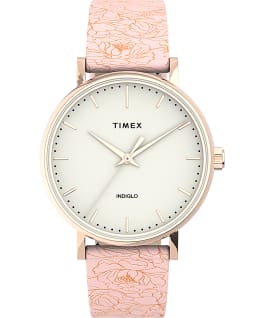 Fairfield Floral 37mm Leather Strap Watch Rose-Gold-Tone/Pink/Cream large