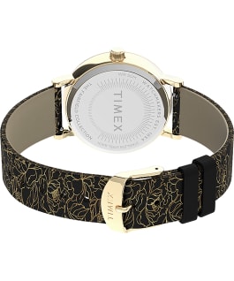 Fairfield Floral 37mm Leather Strap Watch Gold-Tone/Black/Cream large