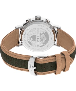 Cronografo Timex Standard da 41 mm con cinturino in pelle e tessuto Silver/Miele/Crema large