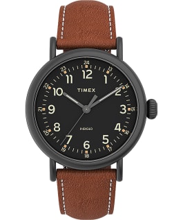 Standard 40mm Leather Strap Watch Gunmetal/Black/Brown large