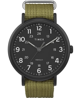 Timex Weekender XL 43mm Fabric Strap Watch AMZ Black/Green large