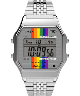 Timex T80 Rainbow mit Edelstahlarmband, 34&nbsp;mm Silberfarben large