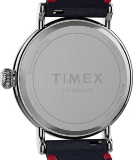 Timex x Peanuts Standard USA 40mm Leather Strap Watch Blue/Silver-Tone large