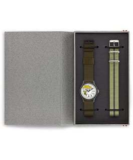 MK1 x Peanuts Featuring Charlie Brown 36mm Fabric Strap Watch Box Set Green/White large