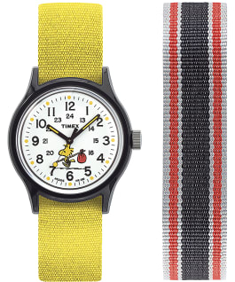 MK1 x Peanuts Featuring Woodstock 36mm Fabric Strap Watch Box Set Black/White large