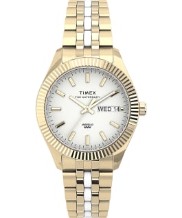 Waterbury Legacy Boyfriend 36mm Stainless Steel Bracelet Watch with Inlay Gold-Tone/White large