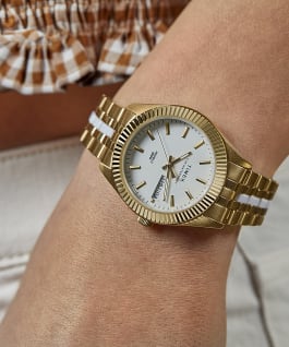 Waterbury Legacy Boyfriend 36mm Stainless Steel Bracelet Watch with Inlay Gold-Tone/White large