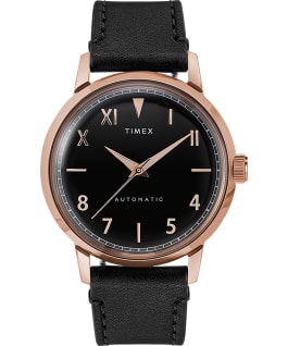 Marlin Automatic California Dial 40mm Leather Strap Watch Rose-Gold-Tone/Black large