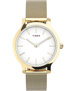 Transcend 31mm Stainless Steel Mesh Band Watch Gold-Tone/White large