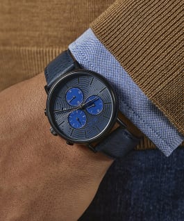 Fairfield Chronograph 41mm with Textured Leather Strap Watch Black/Blue large
