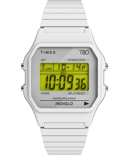 Timex T80 34mm Stainless Steel Expansion Band Watch White-Tone large