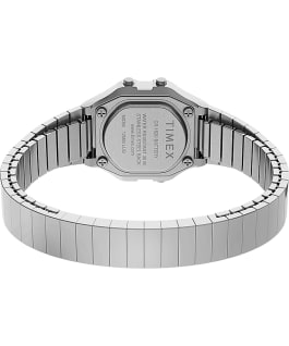 Montre Timex T80 Mini 27&nbsp;mm Bracelet extensible en acier inoxydable Argent&eacute;/Acier inoxydable large
