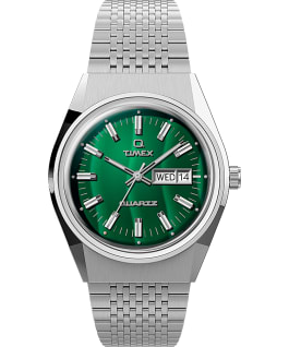 Q Timex Reissue Falcon Eye 38mm Stainless Steel Bracelet Watch Stainless-Steel/Green large