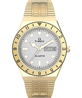 Q Timex Watch mit Edelstahlarmband, 36&nbsp;mm Goldfarben/cremefarben large