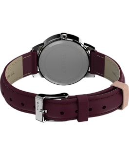 Easy Reader 30mm Leather Strap Watch Silver-Tone/Burgundy/White large