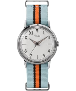 Marlin Hand Wound California Dial 34mm Fabric Strap Watch Stainless-Steel/White large