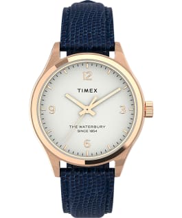 Waterbury Traditional 34mm Leather Strap Watch Rose-Gold-Tone/Blue/White large