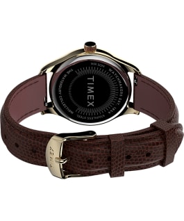 Waterbury Traditional 34mm Leather Strap Watch Gold-Tone/Burgundy/Cream large