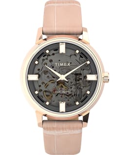 Unveil Automatic 38mm Leather Strap Watch Rose-Gold-Tone/Pink/Gray large