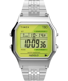 Timex T80 34mm Stainless Steel Bracelet Watch Green/Stainless-Steel/Green large