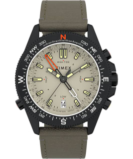 Expedition North Tide-Temp-Compass 43mm Eco-Friendly Leather Strap Watch Black/Natural large