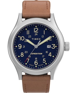 Expedition Sierra 41mm Leather Strap Watch Stainless-Steel/Blue large