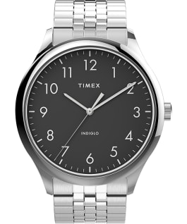 Modern Easy Reader 40mmStainless Steel Expansion Band Watch AMZ Silver-Tone/Stainless-Steel/Black large