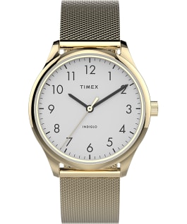 Modern Easy Reader 32mm Stainless Steel Mesh Bracelet Watch AMZ Gold-Tone/White large