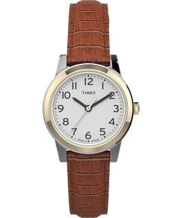 Essex Avenue 25mm Leather Strap Watch AMZ Two-Tone/Brown/White large