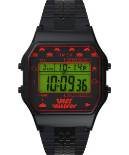 Timex T80 x Space Invaders 34mm Stainless Steel Bracelet Watch Black large