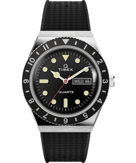 Q Timex 38mm Synthetic Rubber Strap Watch Stainless-Steel/Black large