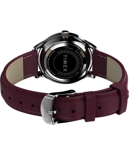 Modern Easy Reader 32mm Leather Strap Watch Silver-Tone/Burgundy large