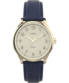 Modern Easy Reader 32mm Leather Strap Watch Gold-Tone/Blue large