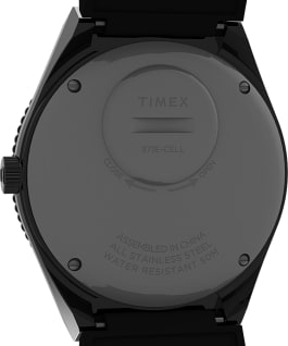 Q Timex GMT 38mm Synthetic Rubber Strap Watch Gunmetal/Black large