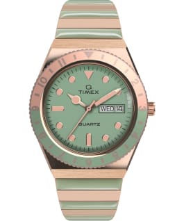 Q Timex Malibu 36mm Stainless Steel Expansion Band Watch Rose-Gold-Tone/Green large