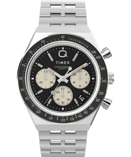 Q Timex Chronograph 40mm Stainless Steel Bracelet Watch Stainless-Steel/Black large