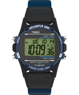 Atlantis 40mm Fabric and Leather Strap Watch Black/Blue large