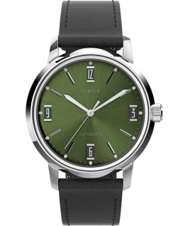 Marlin Automatic 40mm Leather Strap Watch Stainless-Steel/Black/Green large