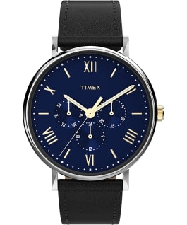 Southview 41mm Leather Strap Watch AMZ Black/Silver-Tone/Blue large