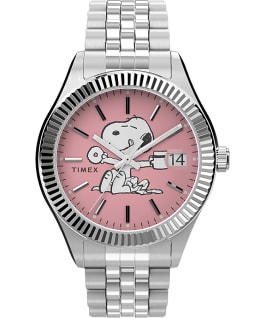 Timex Legacy x Peanuts 34mm Stainless Steel Bracelet Watch Silver-Tone/Pink large