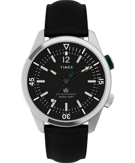 Waterbury Dive 41mm Leather Strap Watch Stainless-Steel/Black/Green large