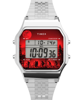 Timex T80 x Stranger Things 34mm Stainless Steel Bracelet Watch Silver-Tone/Stainless-Steel large