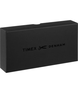 Timex Waterbury Automatic x Denham 42mm Leather Strap Watch Black large