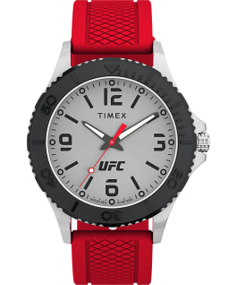 Timex UFC Gamer 42mm Silicone Strap Watch Silver-Tone/Red large