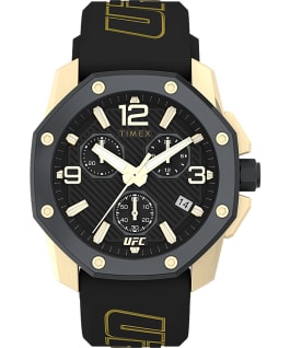 Timex UFC Icon Chronograph 45mm Silicone Strap Watch Gold-Tone/Black large
