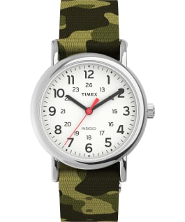 Weekender 31mm Fabric Strap Watch Silver-Tone/Green/White large